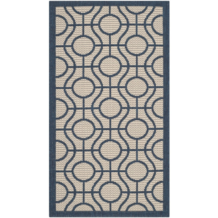 SAFAVIEH Indoor Outdoor CY6115-258 Courtyard Beige / Navy Rug Image 1