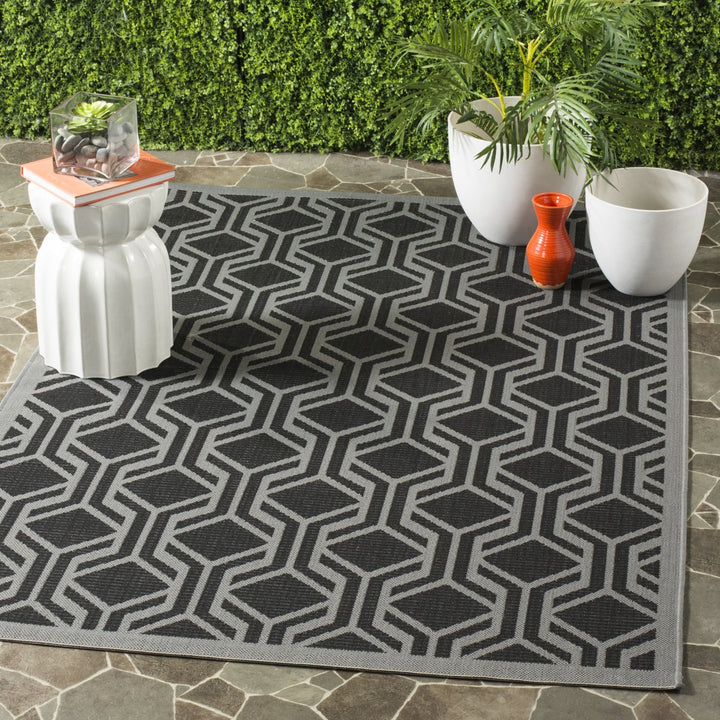 SAFAVIEH Outdoor CY6114-225 Courtyard Black / Anthracite Rug Image 1