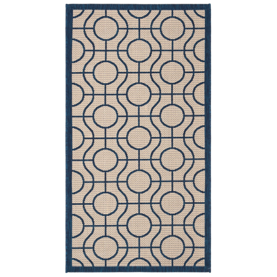 SAFAVIEH Indoor Outdoor CY6115-258 Courtyard Beige / Navy Rug Image 1