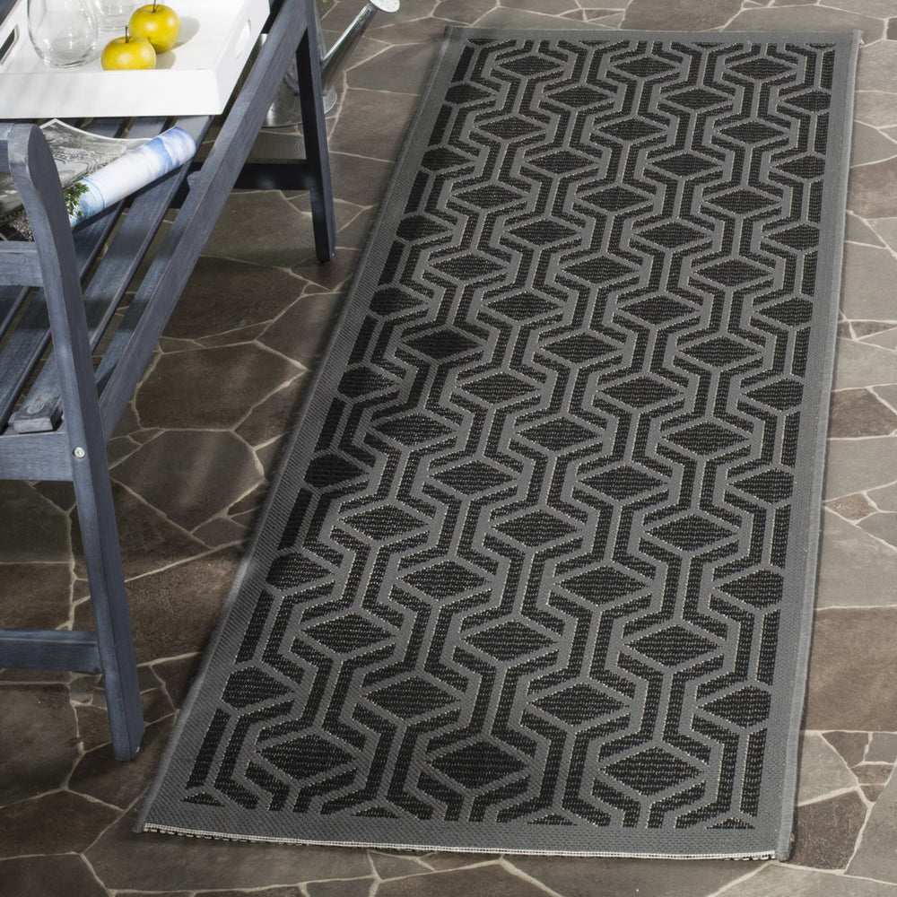 SAFAVIEH Outdoor CY6114-225 Courtyard Black / Anthracite Rug Image 2