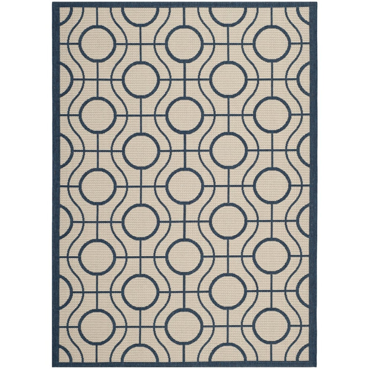 SAFAVIEH Indoor Outdoor CY6115-258 Courtyard Beige / Navy Rug Image 1