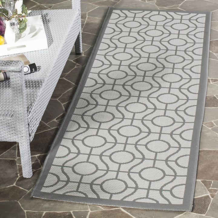SAFAVIEH Outdoor CY6115-78 Courtyard Lt Grey / Anthracite Rug Image 2