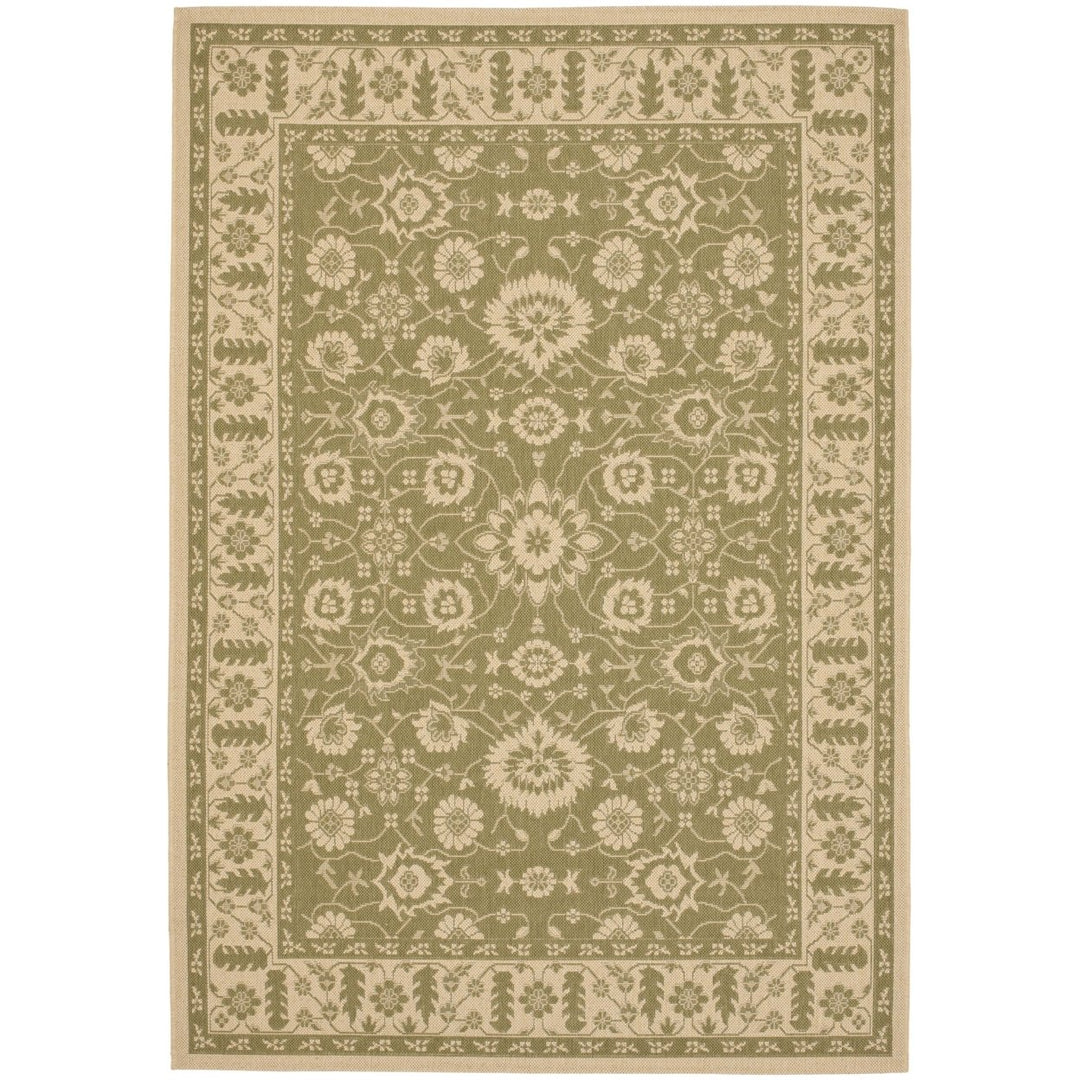 SAFAVIEH Indoor Outdoor CY6126-24 Courtyard Green / Creme Rug Image 1