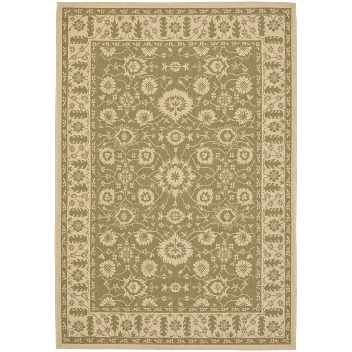 SAFAVIEH Indoor Outdoor CY6126-24 Courtyard Green / Creme Rug Image 1