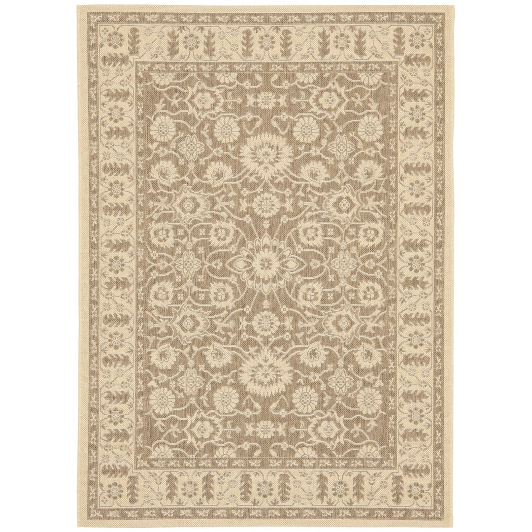 SAFAVIEH Indoor Outdoor CY6126-22 Courtyard Brown / Creme Rug Image 1