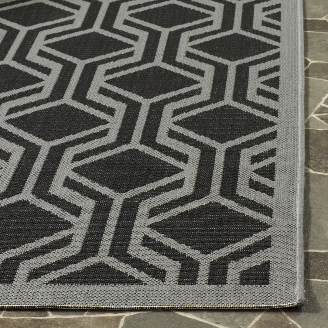 SAFAVIEH Outdoor CY6114-225 Courtyard Black / Anthracite Rug Image 7