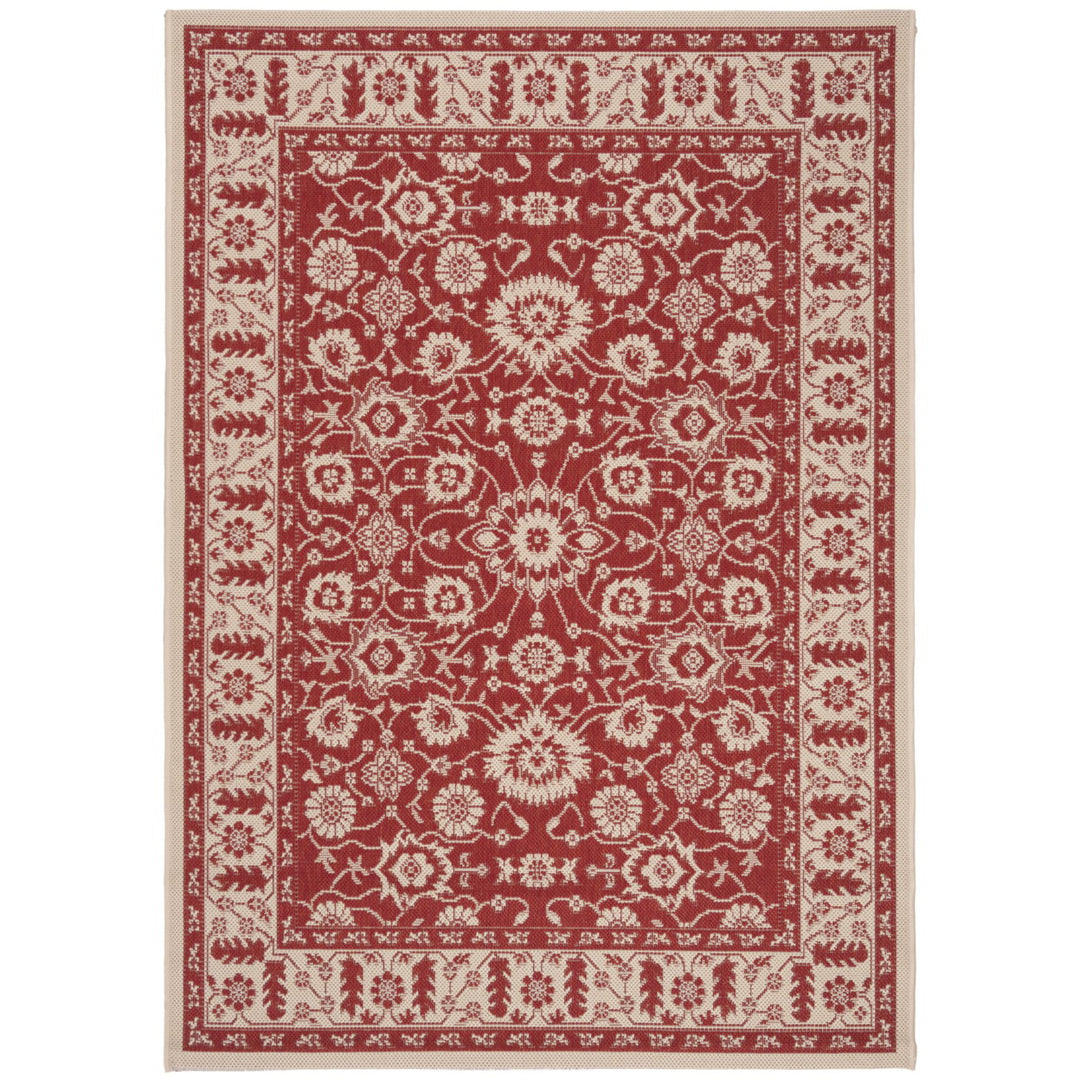 SAFAVIEH Outdoor CY6126-28 Courtyard Collection Red / Creme Rug Image 1