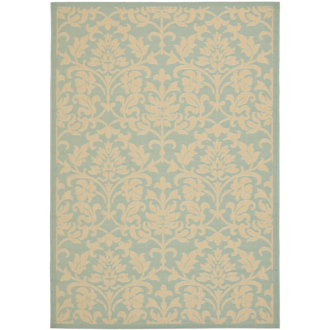 SAFAVIEH Indoor Outdoor CY6132-25 Courtyard Aqua / Cream Rug Image 1