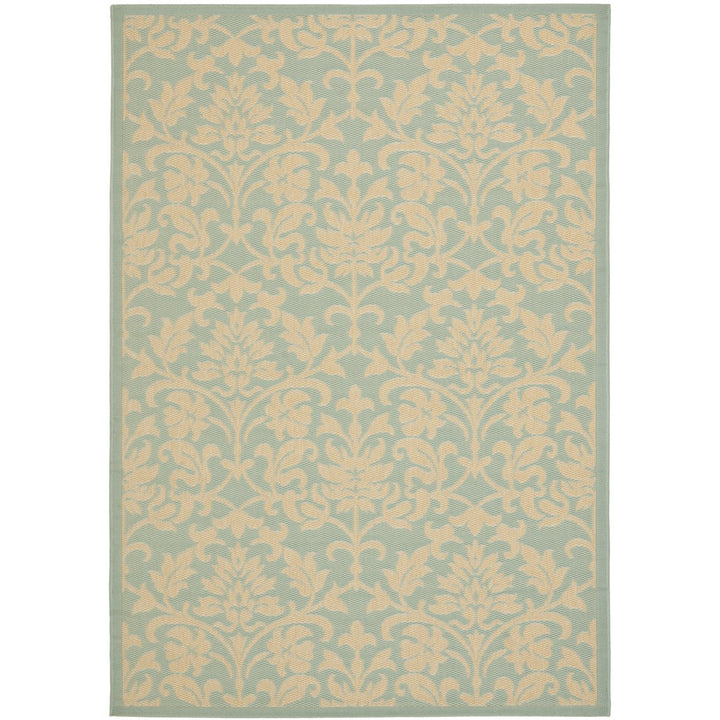 SAFAVIEH Indoor Outdoor CY6132-25 Courtyard Aqua / Cream Rug Image 1