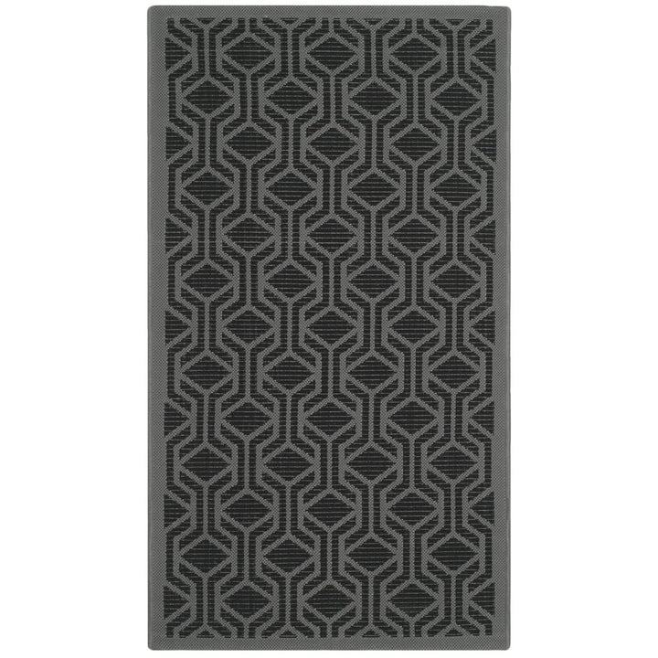 SAFAVIEH Outdoor CY6114-225 Courtyard Black / Anthracite Rug Image 10