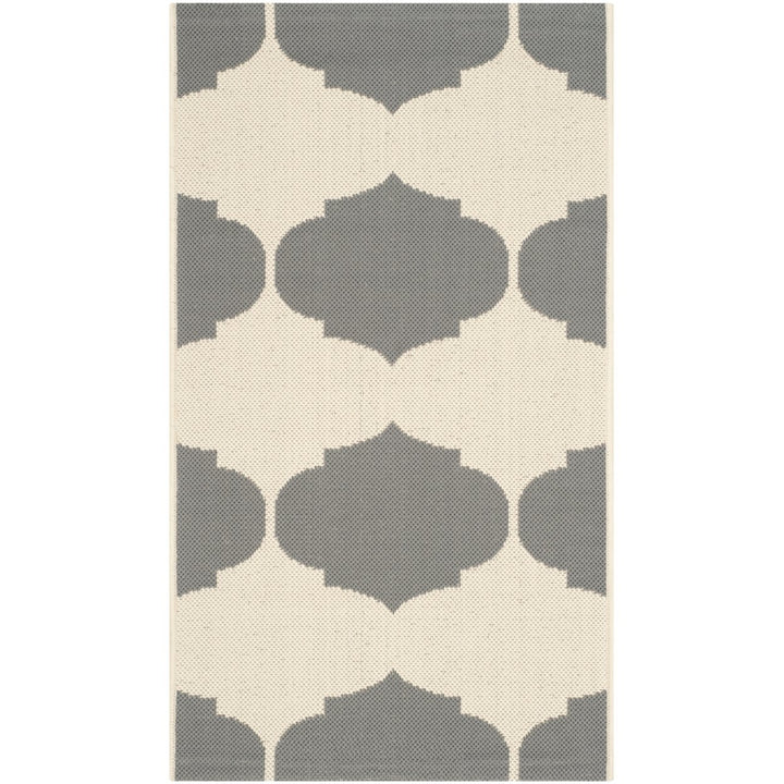 SAFAVIEH Outdoor CY6162-236 Courtyard Beige / Anthracite Rug Image 1