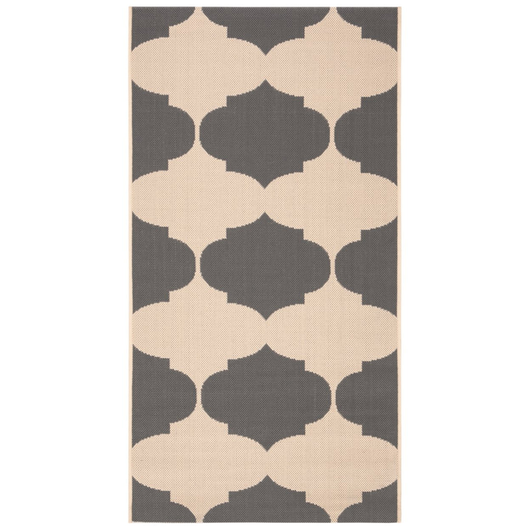 SAFAVIEH Outdoor CY6162-236 Courtyard Beige / Anthracite Rug Image 1