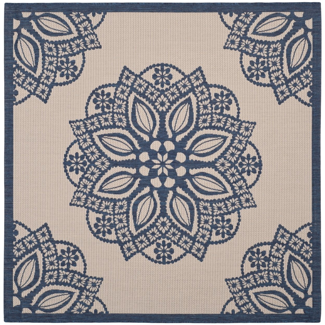 SAFAVIEH Indoor Outdoor CY6139-258 Courtyard Beige / Navy Rug Image 1