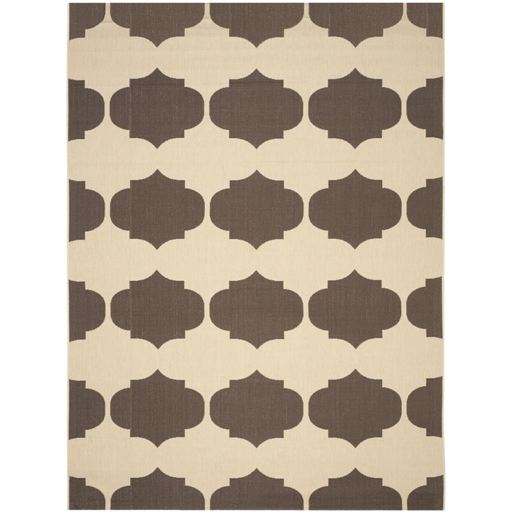 SAFAVIEH Outdoor CY6162-402 Courtyard Beige / Chocolate Rug Image 1