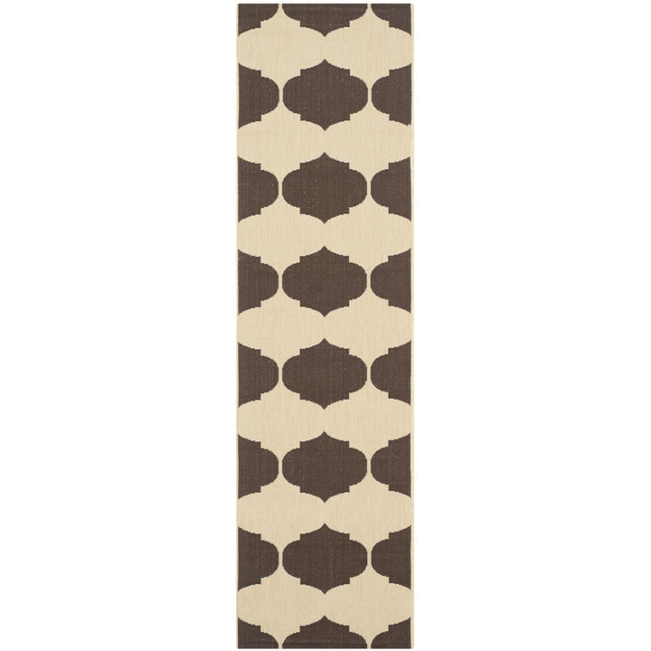 SAFAVIEH Outdoor CY6162-402 Courtyard Beige / Chocolate Rug Image 1