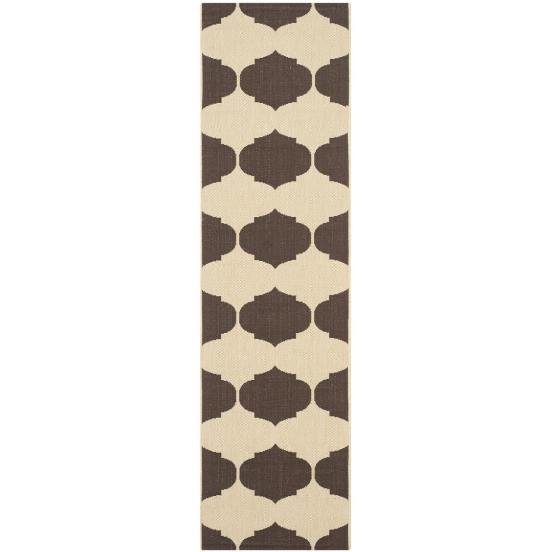 SAFAVIEH Outdoor CY6162-402 Courtyard Beige / Chocolate Rug Image 1