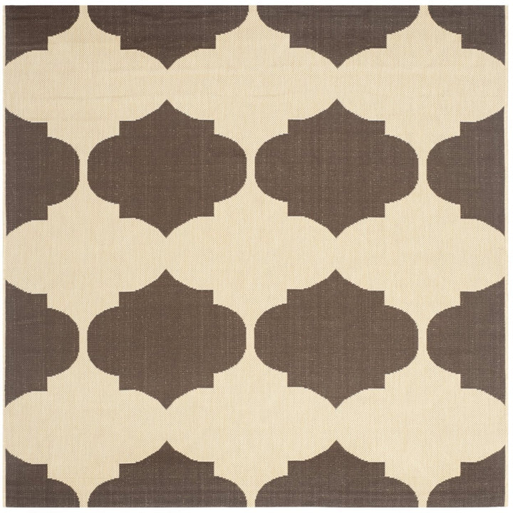 SAFAVIEH Outdoor CY6162-402 Courtyard Beige / Chocolate Rug Image 1