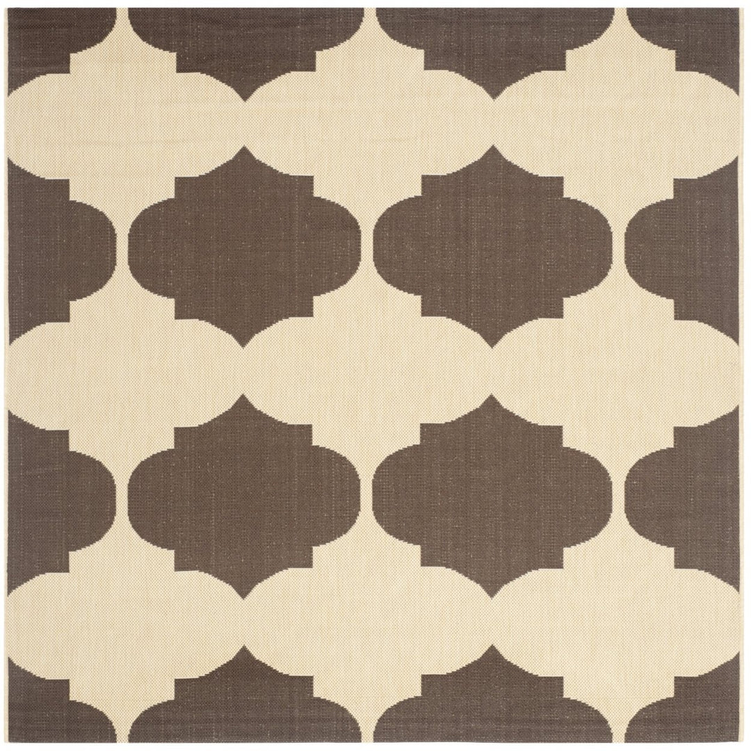 SAFAVIEH Outdoor CY6162-402 Courtyard Beige / Chocolate Rug Image 1