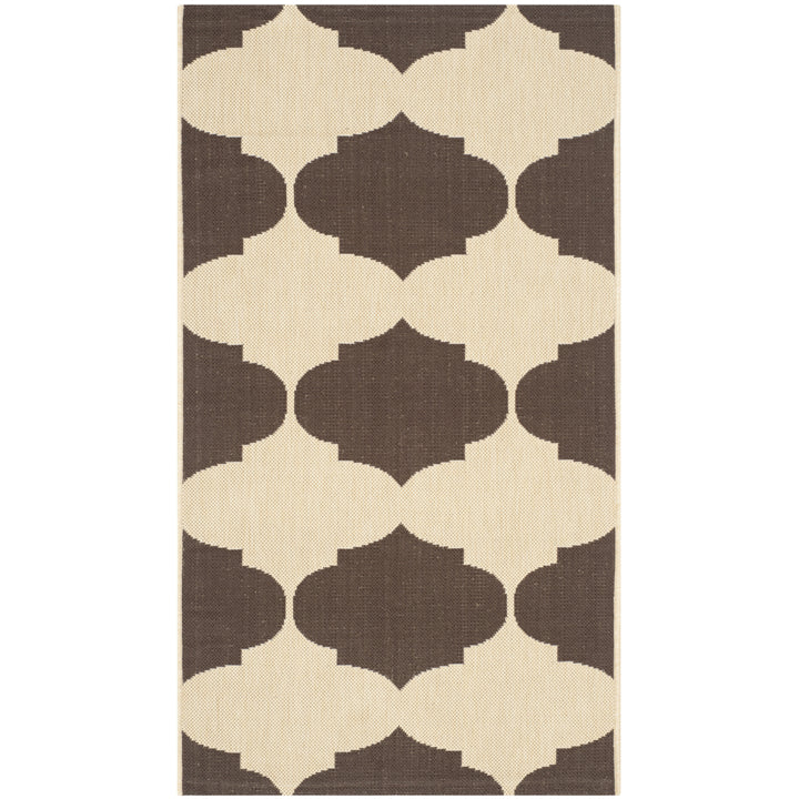 SAFAVIEH Outdoor CY6162-402 Courtyard Beige / Chocolate Rug Image 10