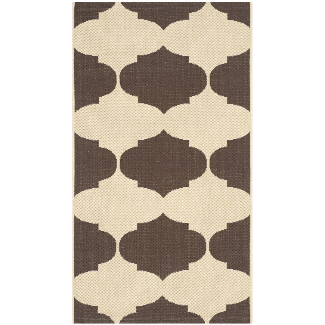 SAFAVIEH Outdoor CY6162-402 Courtyard Beige / Chocolate Rug Image 1