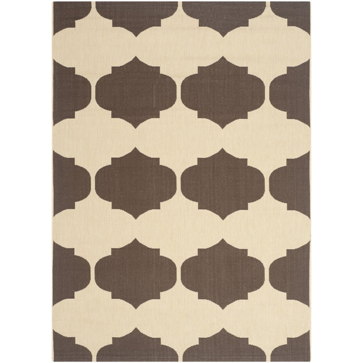 SAFAVIEH Outdoor CY6162-402 Courtyard Beige / Chocolate Rug Image 1