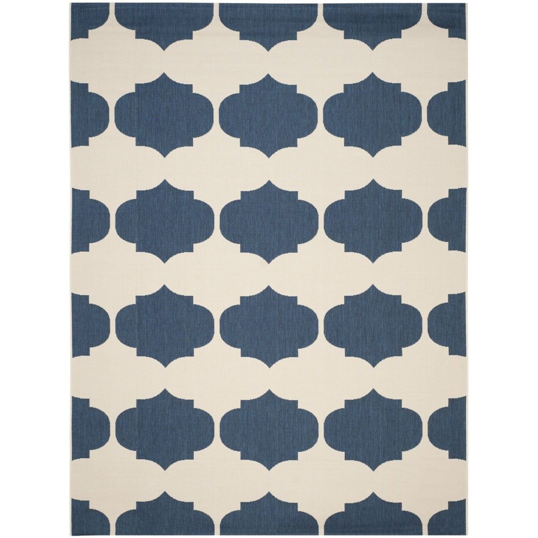 SAFAVIEH Indoor Outdoor CY6162-258 Courtyard Beige / Navy Rug Image 1