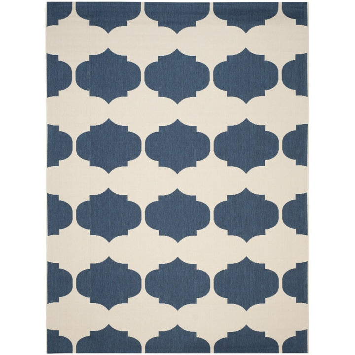 SAFAVIEH Indoor Outdoor CY6162-258 Courtyard Beige / Navy Rug Image 1