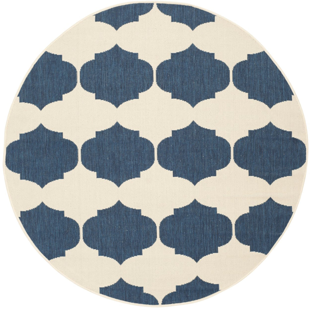 SAFAVIEH Indoor Outdoor CY6162-258 Courtyard Beige / Navy Rug Image 1