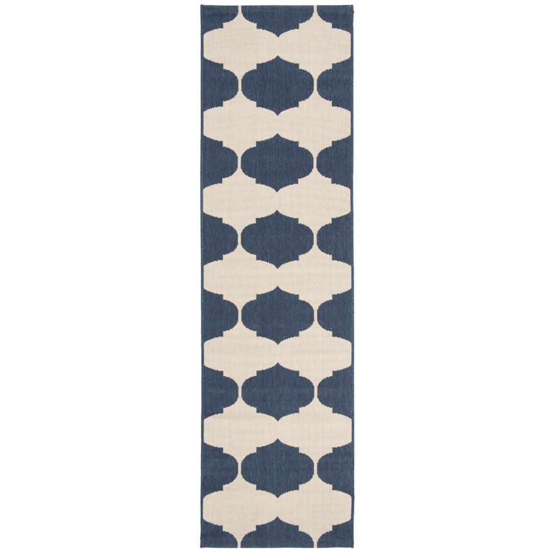 SAFAVIEH Indoor Outdoor CY6162-258 Courtyard Beige / Navy Rug Image 1