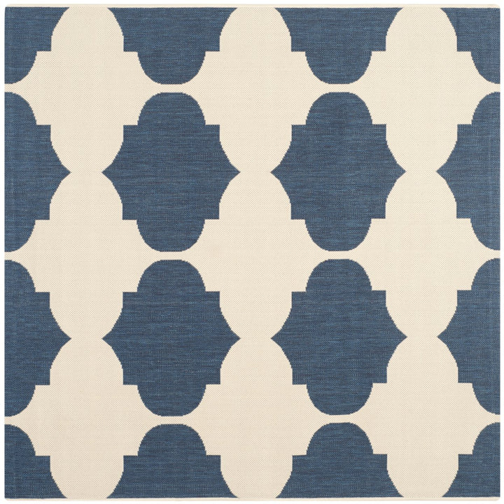 SAFAVIEH Indoor Outdoor CY6162-258 Courtyard Beige / Navy Rug Image 1