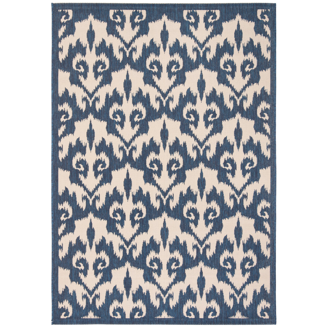 SAFAVIEH Indoor Outdoor CY6198-258 Courtyard Navy / Beige Rug Image 1