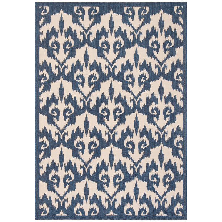 SAFAVIEH Indoor Outdoor CY6198-258 Courtyard Navy / Beige Rug Image 1