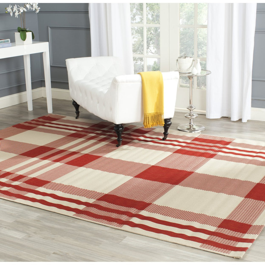 SAFAVIEH Outdoor CY6201-238 Courtyard Collection Red / Bone Rug Image 1