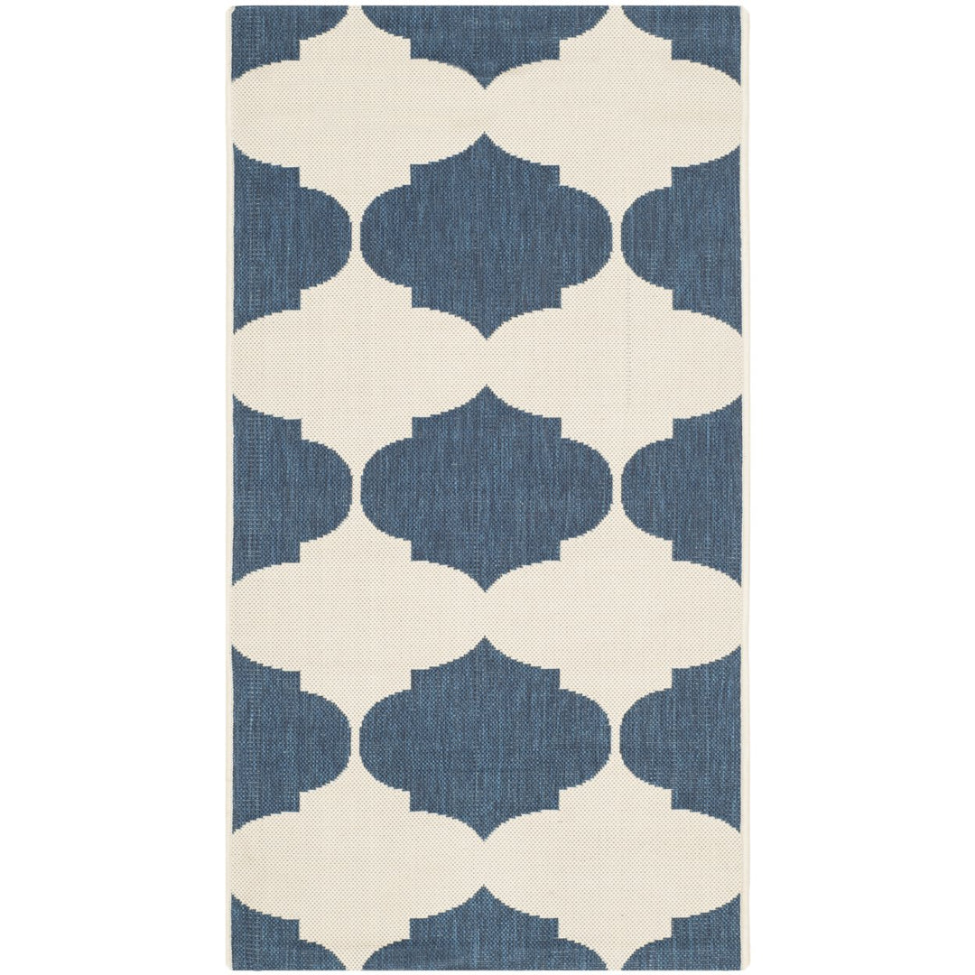 SAFAVIEH Indoor Outdoor CY6162-258 Courtyard Beige / Navy Rug Image 1