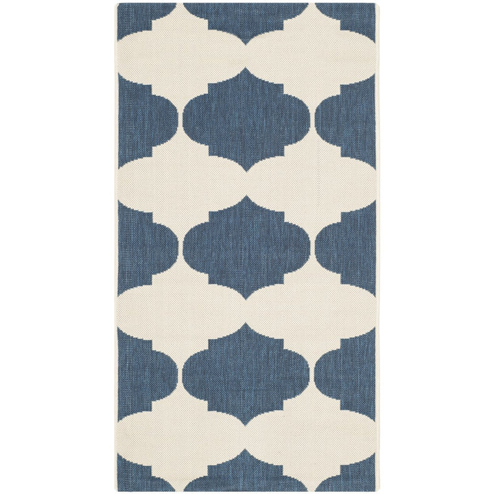 SAFAVIEH Indoor Outdoor CY6162-258 Courtyard Beige / Navy Rug Image 1