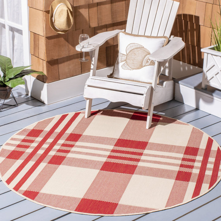 SAFAVIEH Outdoor CY6201-238 Courtyard Collection Red / Bone Rug Image 2