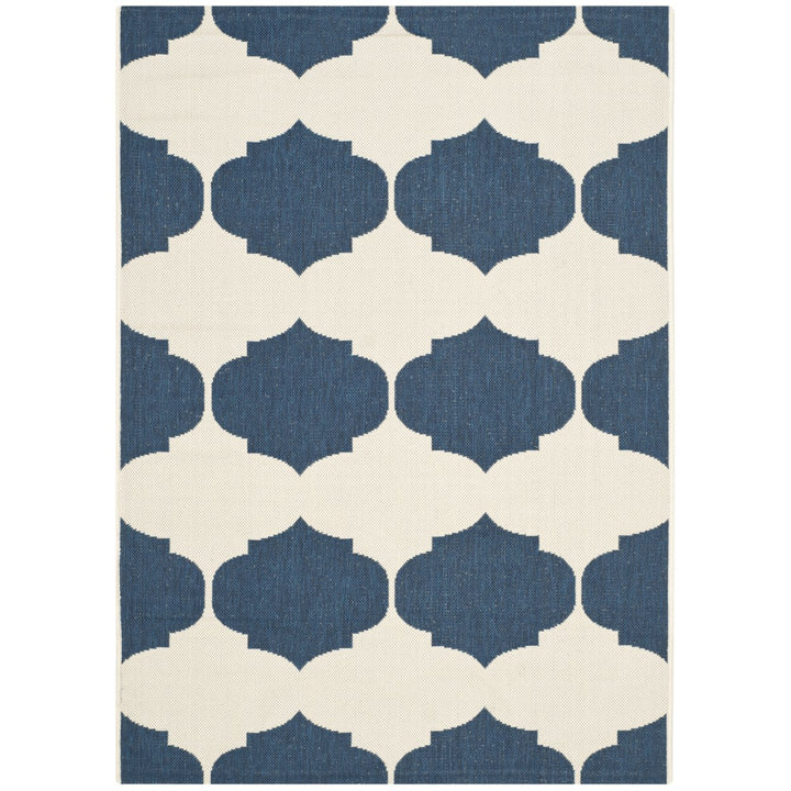 SAFAVIEH Indoor Outdoor CY6162-258 Courtyard Beige / Navy Rug Image 1