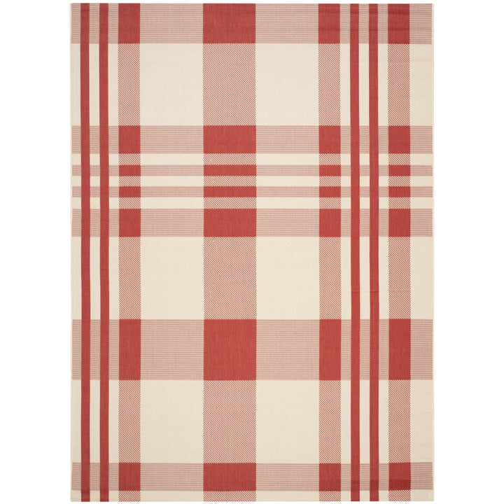 SAFAVIEH Outdoor CY6201-238 Courtyard Collection Red / Bone Rug Image 4