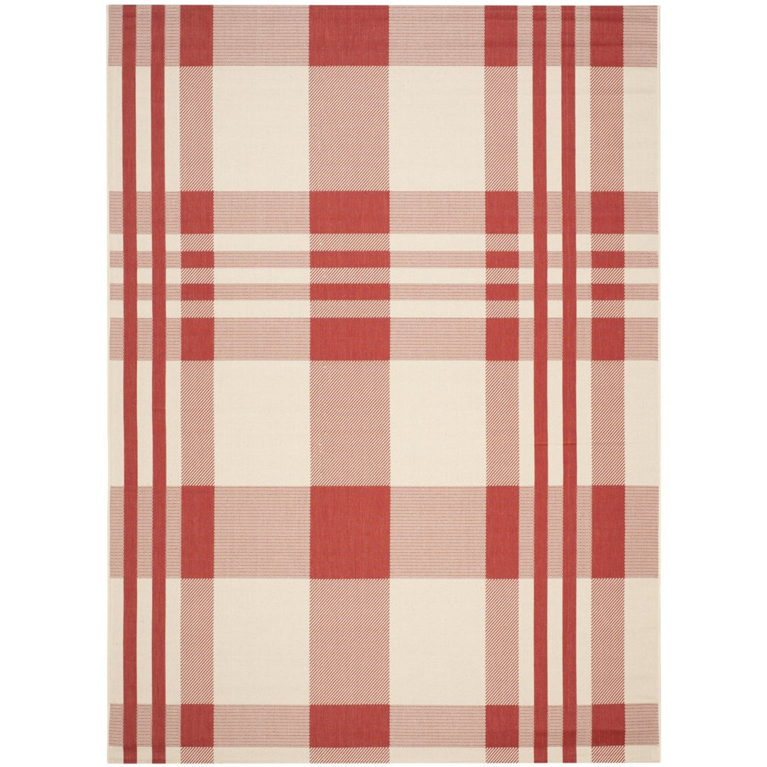 SAFAVIEH Outdoor CY6201-238 Courtyard Collection Red / Bone Rug Image 1