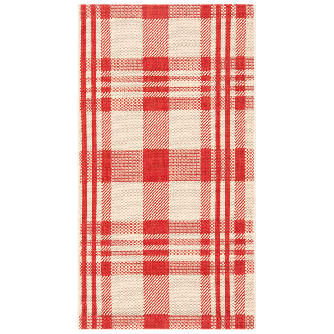 SAFAVIEH Outdoor CY6201-238 Courtyard Collection Red / Bone Rug Image 1