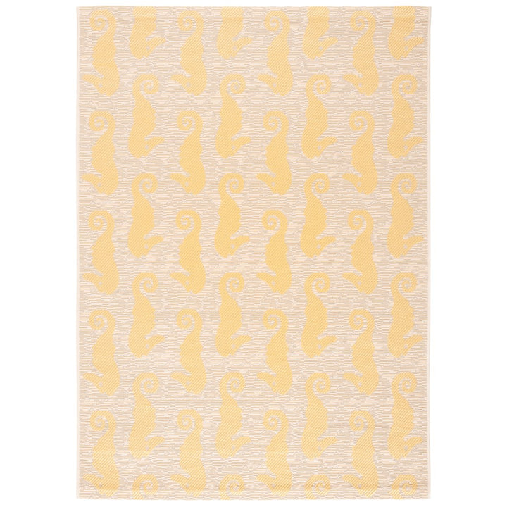 SAFAVIEH Outdoor CY6214-306 Courtyard Beige / Yellow Rug Image 1