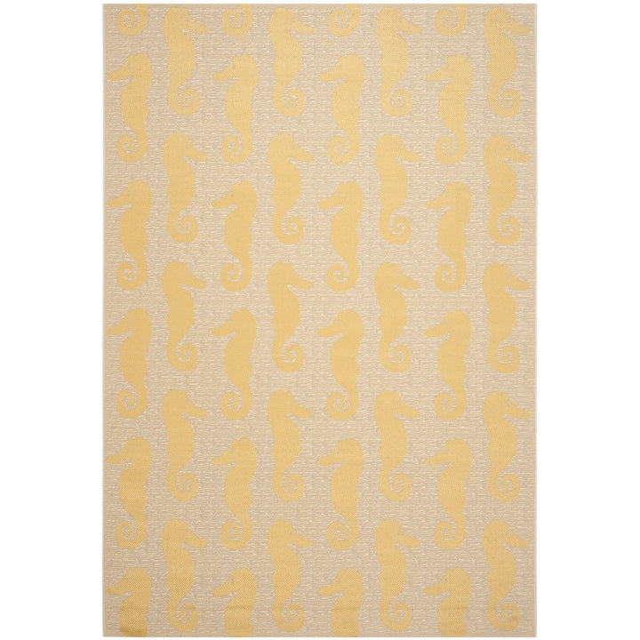 SAFAVIEH Outdoor CY6214-306 Courtyard Beige / Yellow Rug Image 1