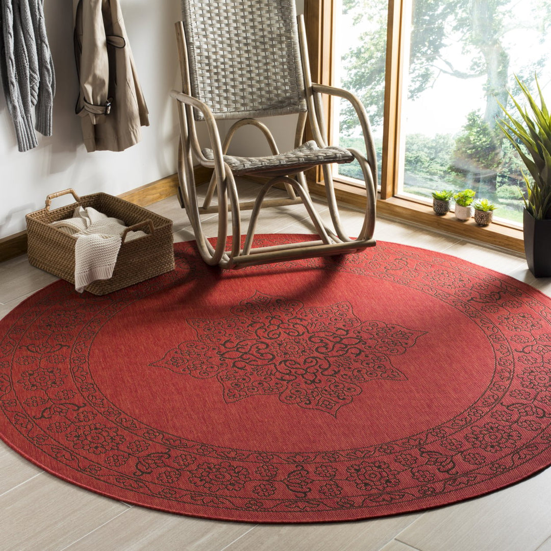 SAFAVIEH Outdoor CY6232-303 Courtyard Red / Chocolate Rug Image 2