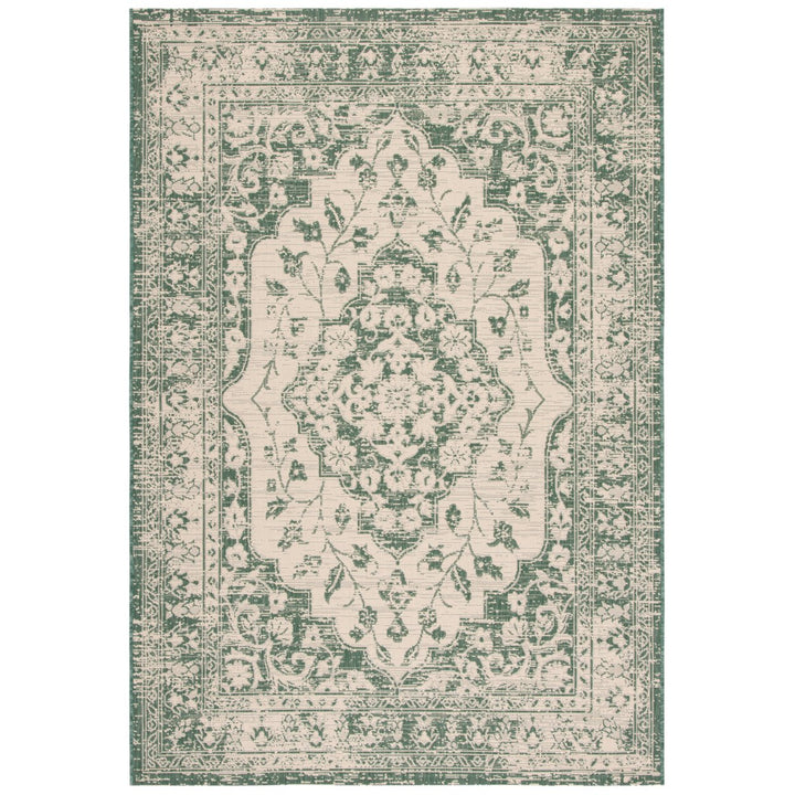 SAFAVIEH Outdoor CY6231-32212 Courtyard Beige / Dark Green Rug Image 1