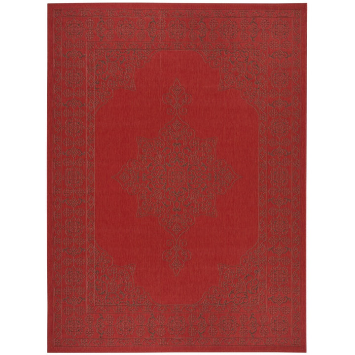 SAFAVIEH Outdoor CY6232-303 Courtyard Red / Chocolate Rug Image 3