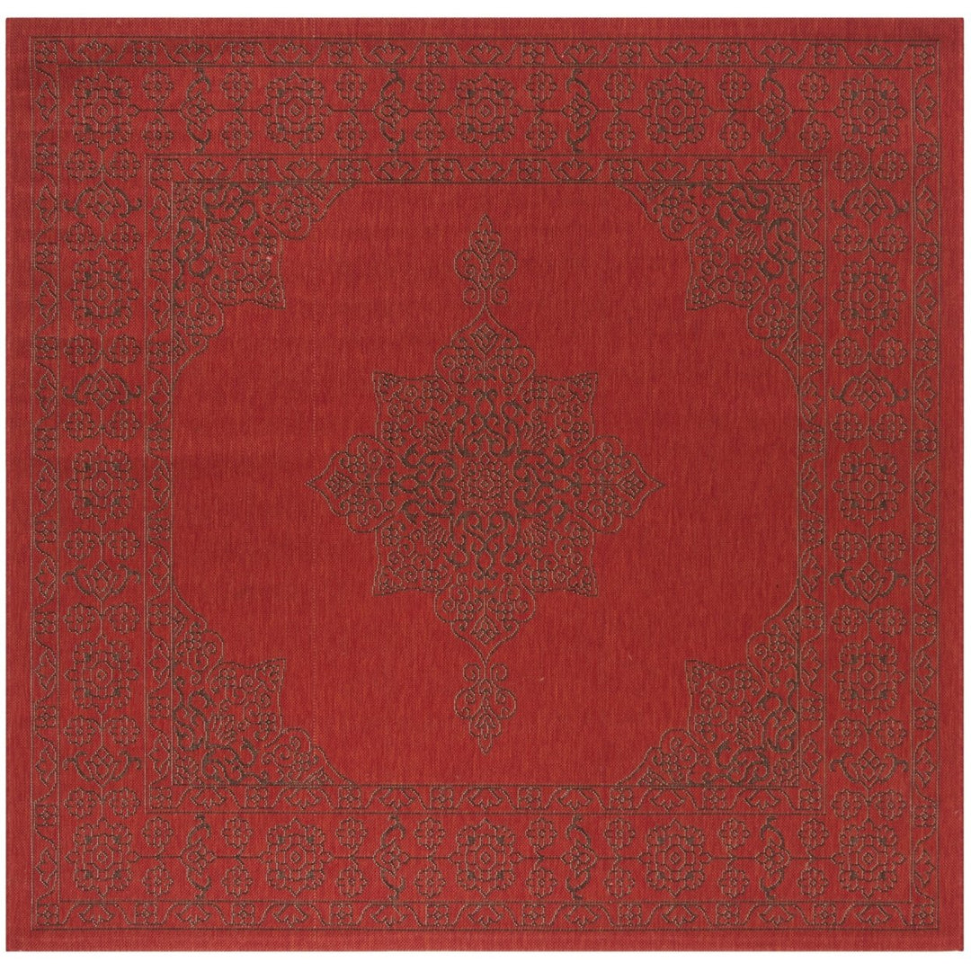 SAFAVIEH Outdoor CY6232-303 Courtyard Red / Chocolate Rug Image 6