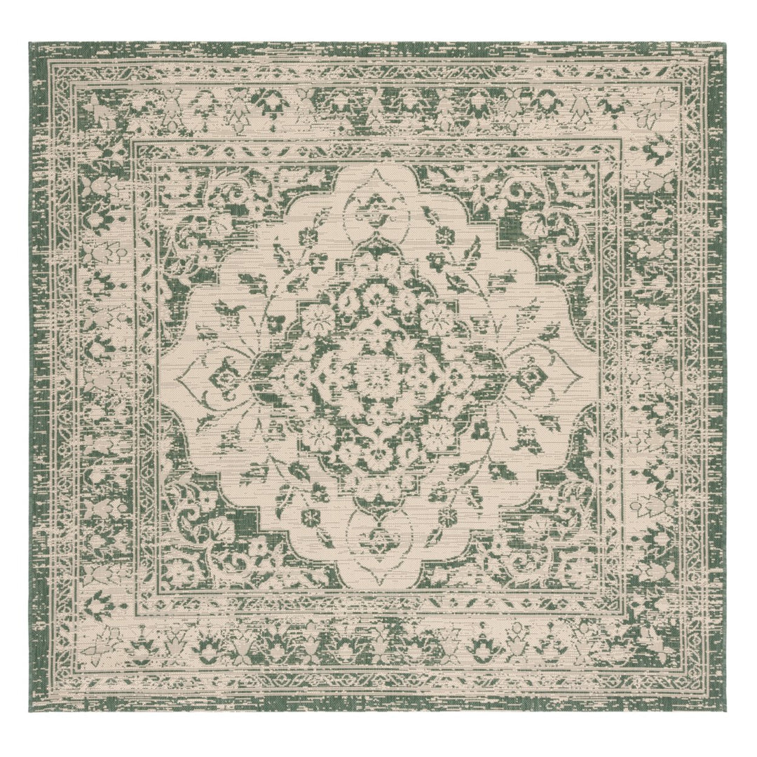 SAFAVIEH Outdoor CY6231-32212 Courtyard Beige / Dark Green Rug Image 1