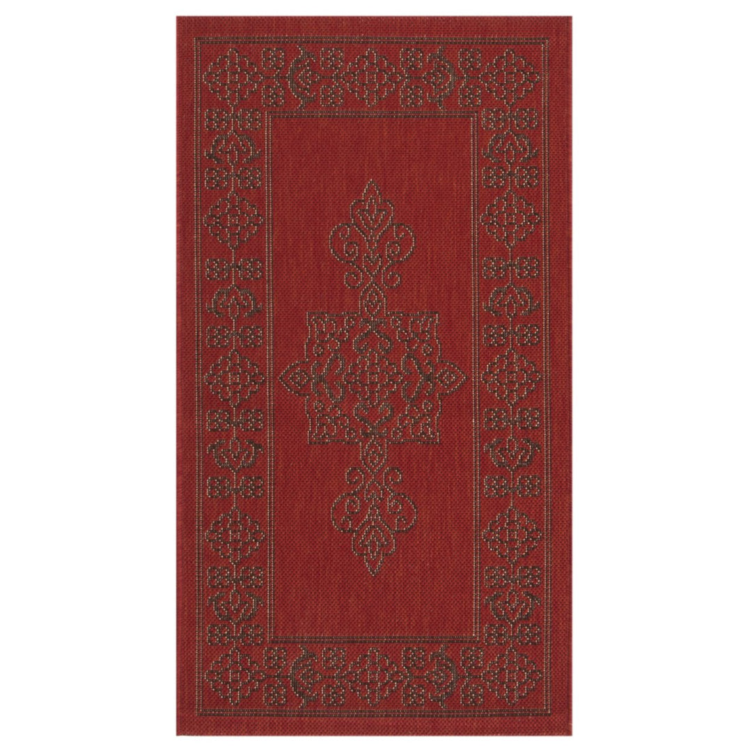 SAFAVIEH Outdoor CY6232-303 Courtyard Red / Chocolate Rug Image 9