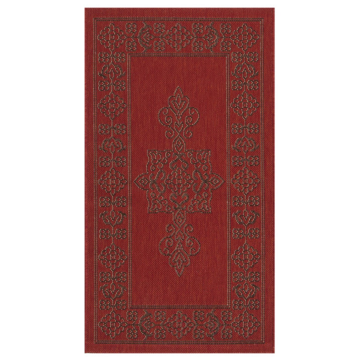 SAFAVIEH Outdoor CY6232-303 Courtyard Red / Chocolate Rug Image 9