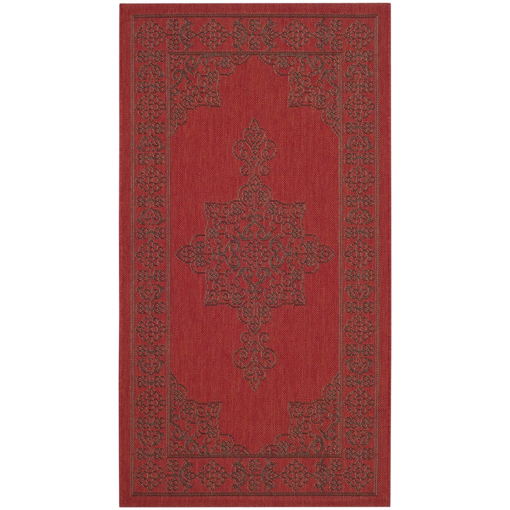 SAFAVIEH Outdoor CY6232-303 Courtyard Red / Chocolate Rug Image 10